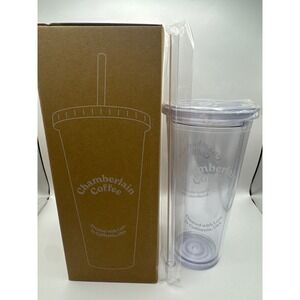 Chamberlain Coffee Tumbler Reusable Cup with Straw Clear BPA Free BNIB